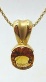 14k Gold Concave Cut Genuine Natural Citrine Pendant (#J1105)
