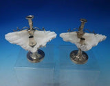 English Victorian Sterling Silver Chamber Stick Pair with Seashells (#5598)