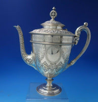 JD and S Silverplate Tea Set 4pc Acanthus Leaves Ram Handles Lion Finial (#5505)