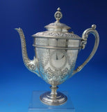 JD and S Silverplate Tea Set 4pc Acanthus Leaves Ram Handles Lion Finial (#5505)