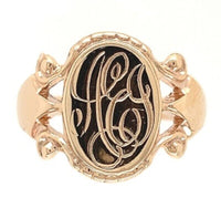 10k Yellow Gold Baby Signet Ring "AEJ" Monogram Infant Child's Jewelry (#J5834)