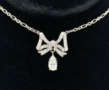 Platinum Edwardian Bow Necklace with 1ct Genuine Natural Diamond (#J5500)