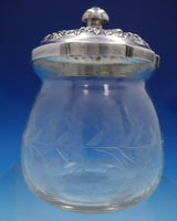 Repousse by Kirk Sterling Silver Glass Jelly Jar and Jelly Spoon #20F (#4909)
