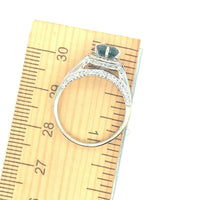 14k White Gold 1.03 Carat Teal Genuine Natural Sapphire Diamond Ring (#J5220)