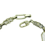 14k White Gold Filigree Genuine Natural Rock Crystal Diamond Bracelet (#J4705)
