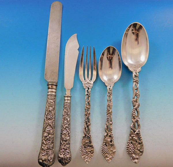 Chased and Pierced Vine by Dobson England Sterling Silver Flatware Set 67 pcs