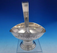 Sterling Silver Basket with Handle with Bright-Cut Flower Design 8 1/2" (#3985)