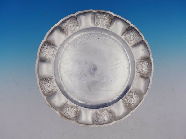 Gutierrez Mexican Sterling Silver Charger Plate Aztec Design Varies (#4516)