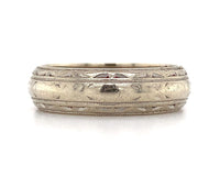 14k White Gold Wide Engraved Wedding Band Ring Size 8.5 Jewelry (#J5895)