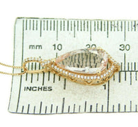 14k Rose Gold 3.5ct Genuine Natural Morganite Diamond Pendant (#J4669)