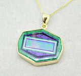 Jim Kaufmann 22 Carat Genuine Natural Opal Intarsia Pendant 14k Gold (#J5031)