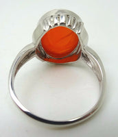 10k Gold Checkerboard Cut Genuine Natural Carnelian Ring (#J1777)