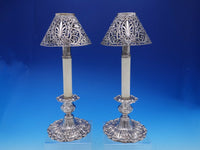 Francis I by Reed & Barton pair of Candlestick #X569 with pierced shades (#4613)