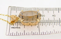 14k Gold Pendant with 11ct Champagne Genuine Natural Smoky Quartz (#J3978)