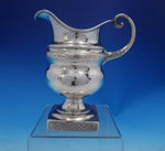 Coin Silver Creamer / Milk Pitcher on Pedestal Base w/ Faux Woven Design (#3995)