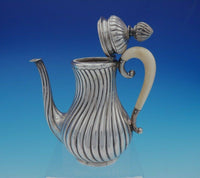 Austrian .800 Silver Tea Set 5-Piece with Swirled Design Made in Vienna (#3345)