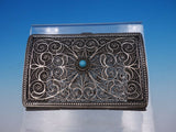 Sterling Silver Box with Turquoise Cabochon and Filigree Layers (#4210)