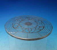 Glass Trivet Plate with Sterling Silver Overlay Vintage 6 3/4" (#5430)