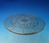 Glass Trivet Plate with Sterling Silver Overlay Vintage 6 3/4" (#5430)