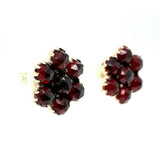 Genuine Natural Bohemian Garnet Rosette Stud Earrings (#J5531)