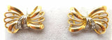 18k Gold Retro Genuine Natural Diamond Bow Earrings (#J3550)