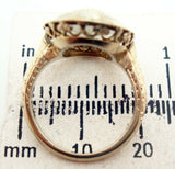 14k Gold Art Deco Filigree Genuine Natural Rock Crystal Ring w/Diamond (#J2861)