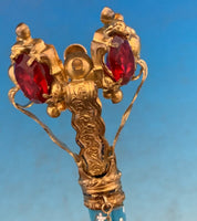 Tussie Mussie Posey Posy Holder with Enamel Handle Large Red Stones (#J1320)