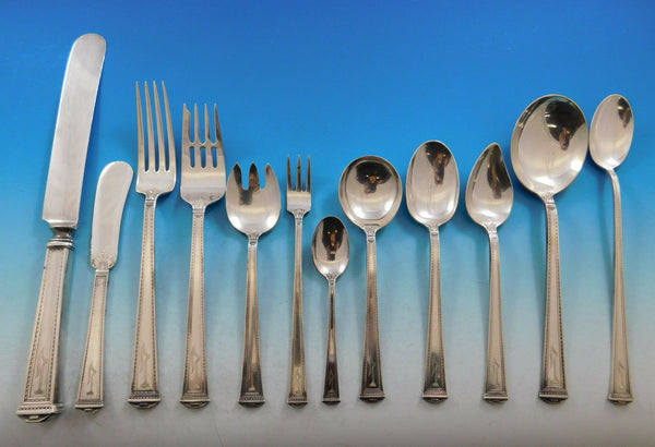 Pantheon by International Sterling Silver Flatware Set 8 Service 113 pcs L Mono