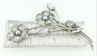 Sterling Moonstones and Amethyst Flower Pin (#J4258)