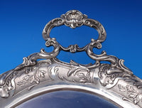 German .800 Silver Tea Tray Bright-Cut w/Shell Oak Leaves Lion Crest Stag #7457