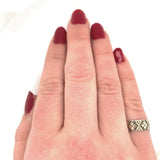 6k Victorian Low Garnet Gold Band Ring Size 6.75 Jewelry (#J6141)