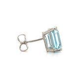 Platinum 4.96ct Genuine Natural Aquamarine Stud Earrings Jewelry (#J5698)