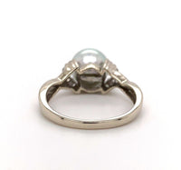 14k White Gold 8.8mm Silver Akoya Pearl Ring Jewelry (#J5591)