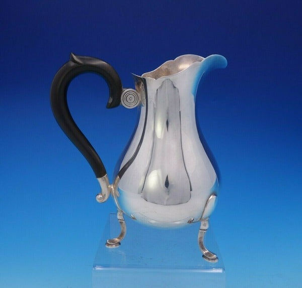 Jezler Swiss .800 Silver Water Pitcher Scalloped with Ebony Handle #1786 (#3783)