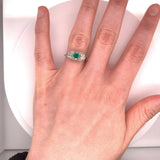 18k Gold Art Deco .32ct Genuine Natural Emerald and Diamond Filigree Ring #J4836