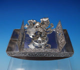 Maintenon by Shiebler Sterling Silver and Wood Desk Blotter Stamp Box Lion #4946