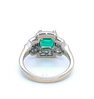 18k White Gold 1.70 Carat GIA Genuine Natural Emerald and Diamond Ring (#J5199)