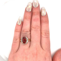14k Gold 4.41 Carat Genuine Natural Spessartine Garnet and Diamond Ring (#J5419)
