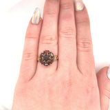 10k Yellow Gold Antique Genuine Natural Garnet Rosette Ring (#J5418)