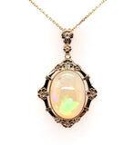 10k Yellow Gold Vintage Seven Carat Genuine Natural Opal Pendant (#J5658)