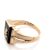 10k Yellow Gold Genuine Natural Onyx Men's Ring Initial "F" Size 11 (#J6130)