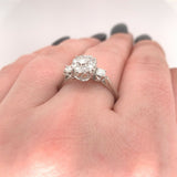 Platinum 1 Carat Total Weight Genuine Natural Diamond Rosette Ring (#J5495)