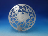 Glass Trivet with Sterling Silver Overlay Footed Floral 12" Vintage (#6237)