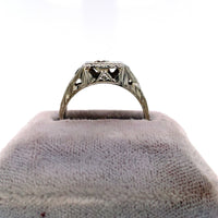 18k White Gold Art Deco Men's Diamond and Sapphire Ring Jewelry (#J5593)