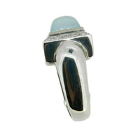 Modern 14k White Gold Square Genuine Natural Chalcedony Ring w/Diamonds (#J3603)