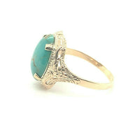 Vintage 10k Yellow Gold 2.93 Carat Genuine Natural Turquoise Ring (#J5227)