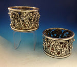 Evald Nielsen Danish Sterling Silver Wine Coasters Pair with Grape Motif (#0063)