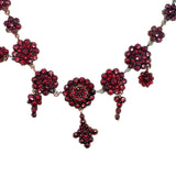 Genuine Natural Bohemian Garnet Necklace Rose Cut with Five Drops (#J5242)
