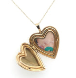 10k Yellow Gold Reversible Heart Locket w/ Quilted and Engraved Designs (#J6432)