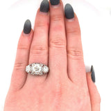 Platinum 2.43 Carat TW Genuine Natural Diamond 3 Stone Filigree Ring (#J5520)